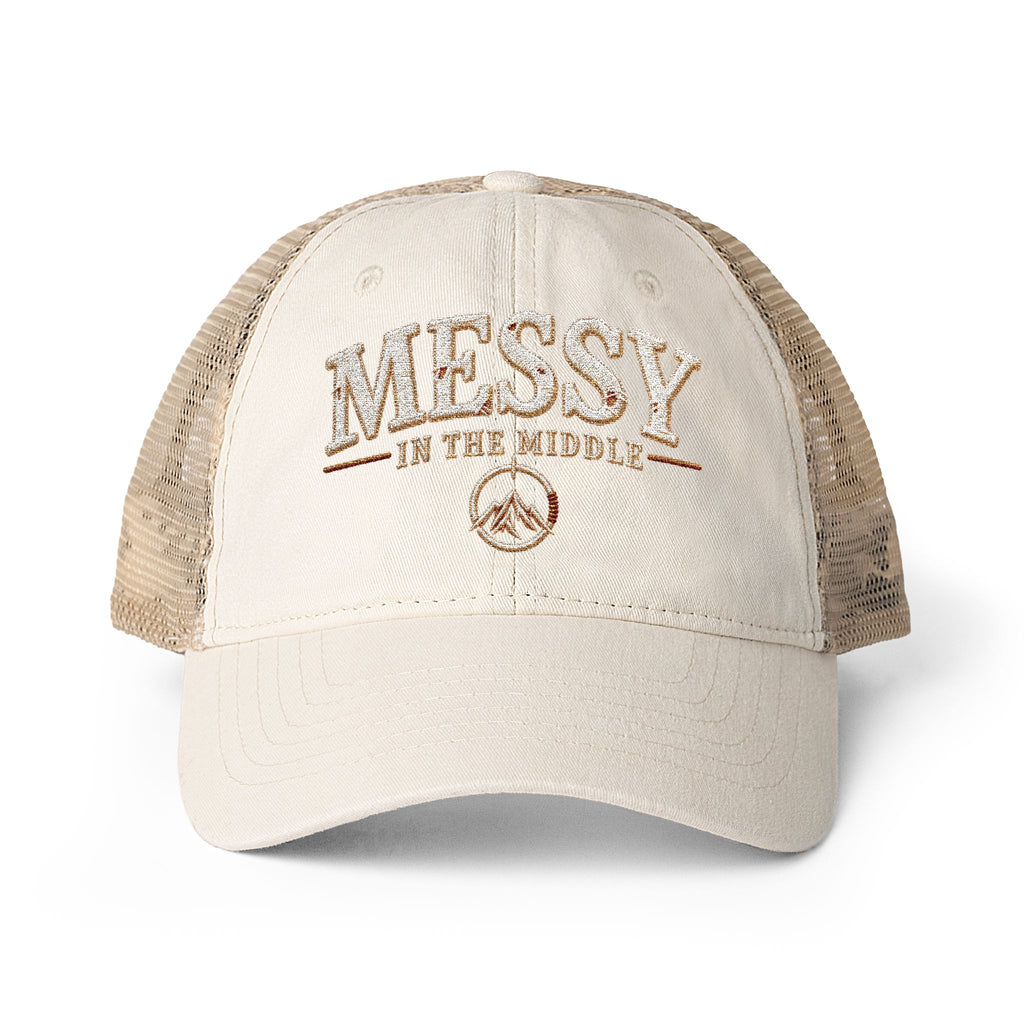Messy in the Middle Washed Trucker Hat | Becoming Co.