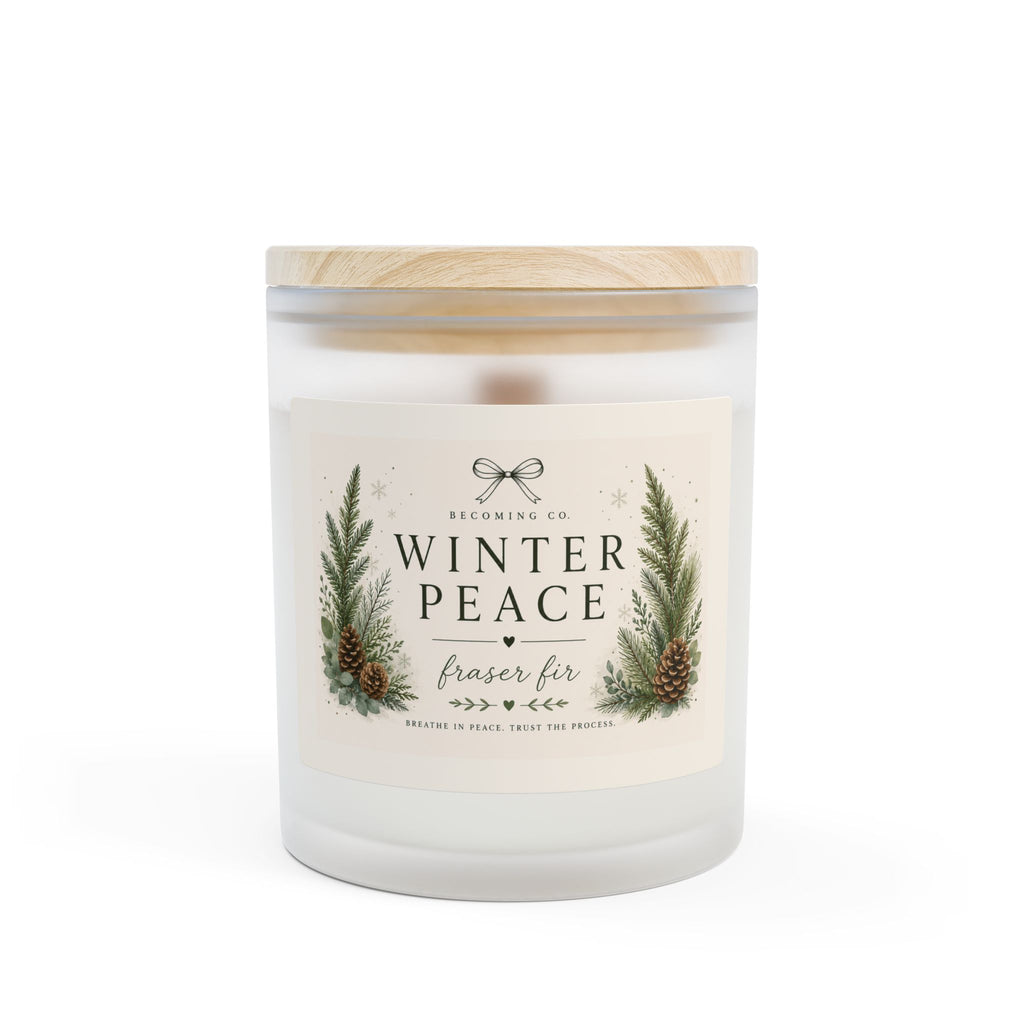 Becoming Co. Frosted Glass Candle | 11oz Coconut Soy Candle with Wooden Wick