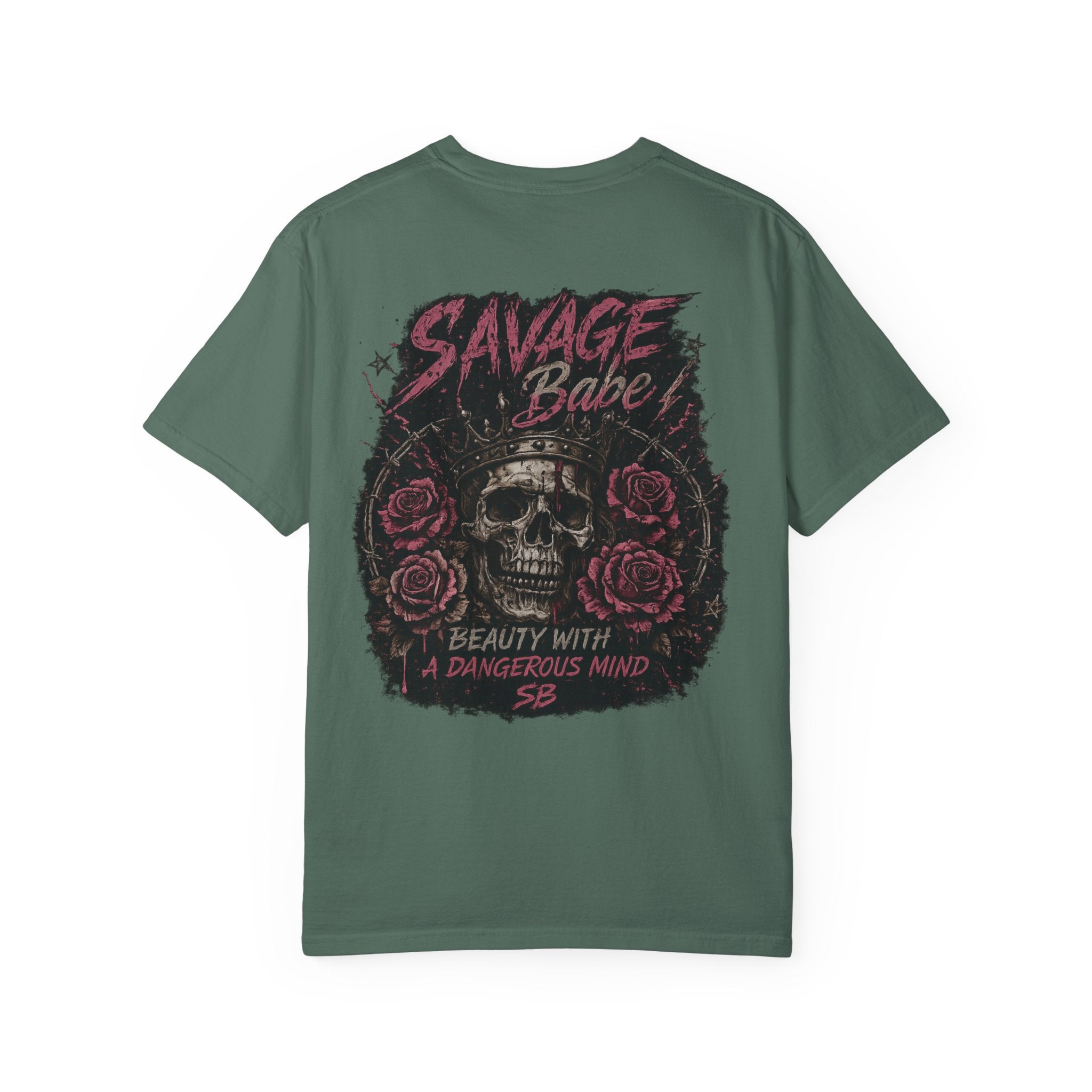 Savage Babe Skull T-Shirt | Edgy Graphic Tee | Grunge Aesthetic Shirt | Streetwear Women’s Tee | Bold Back Print Shirt