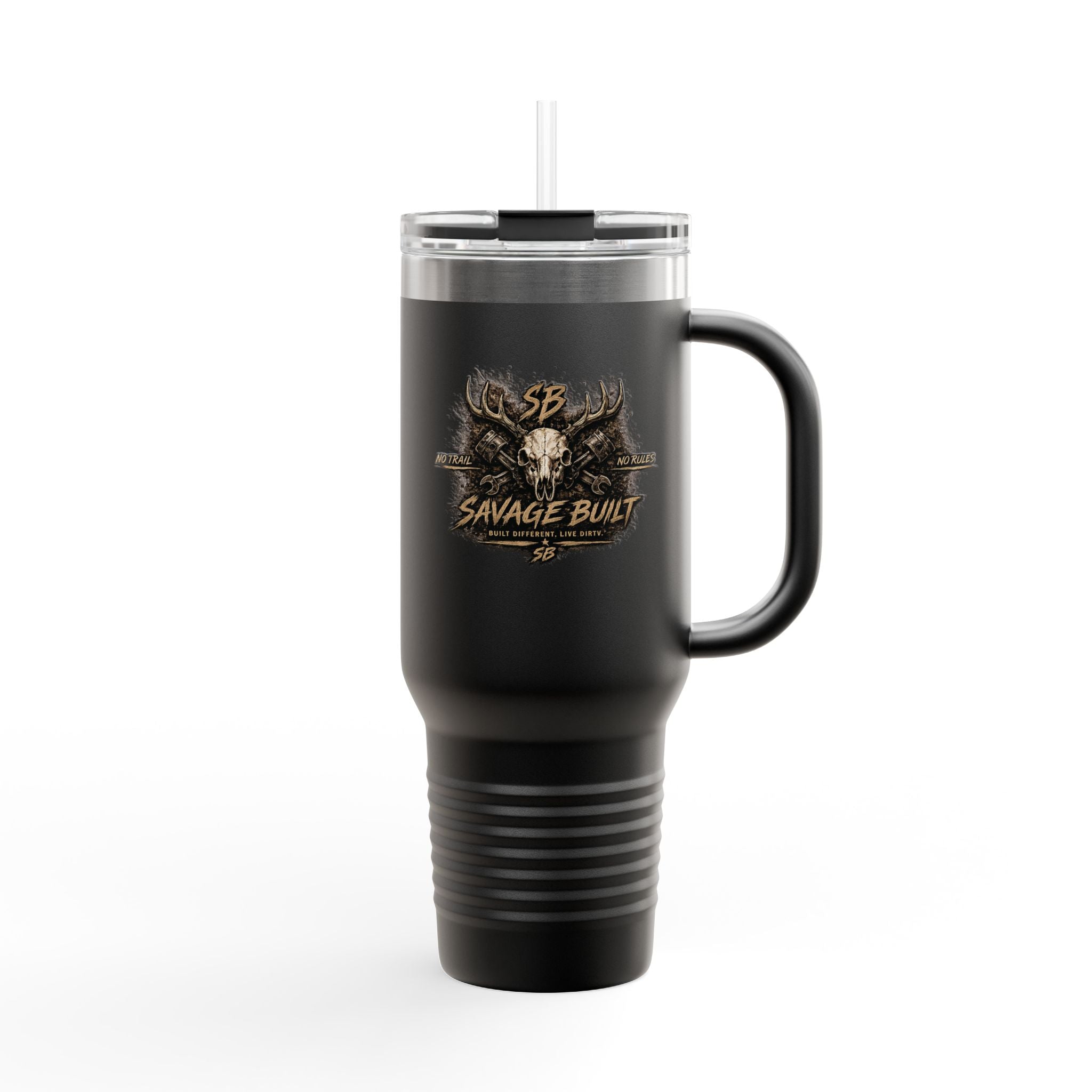 Savage Built 40oz Tumbler – Skull Logo Travel Mug | Insulated Stainless Steel Cup | Rugged Coffee Mug for Work, Outdoors & Daily Grind