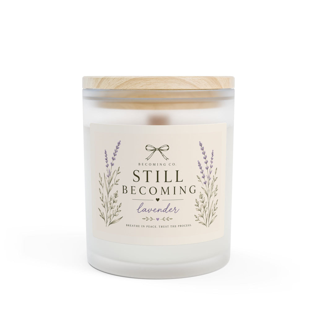 Becoming Co. Frosted Glass Candle | 11oz Coconut Soy Candle with Wooden Wick