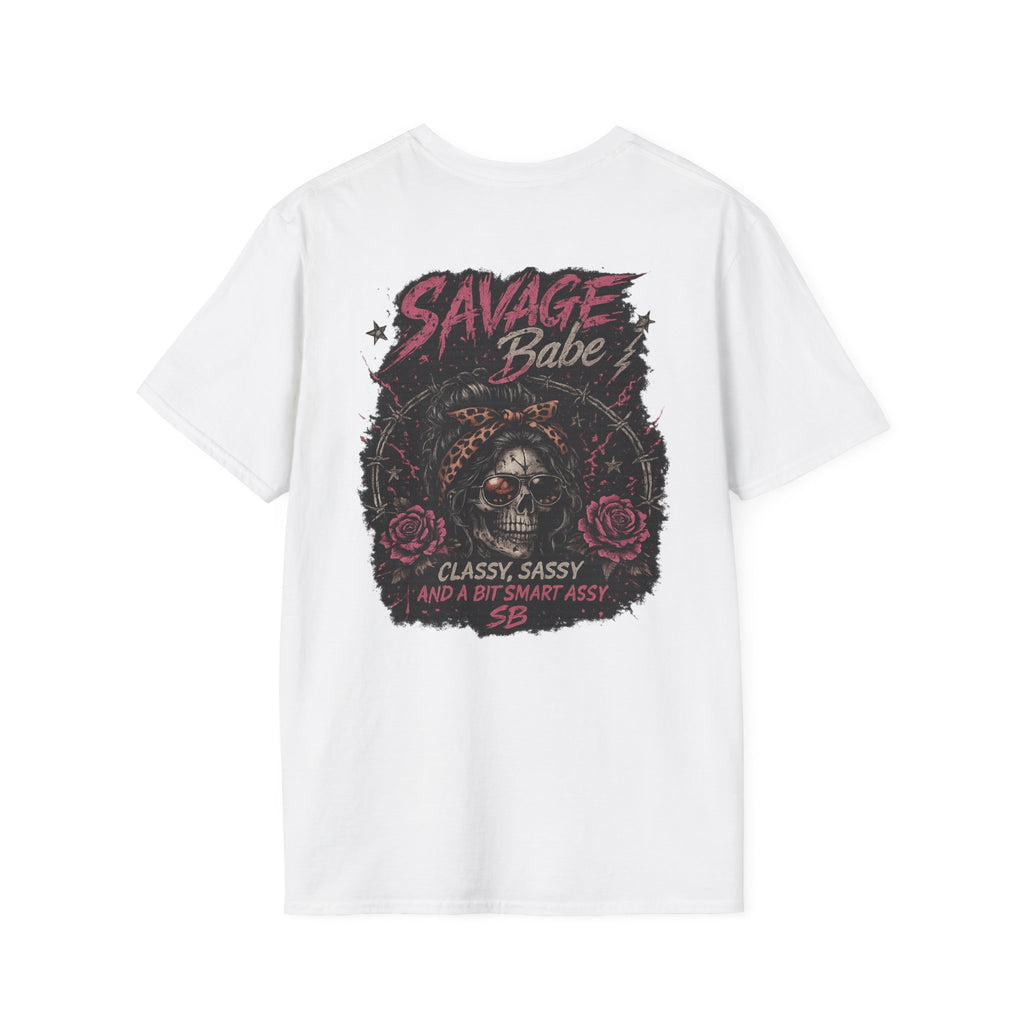 Savage Babe Skull Graphic T-Shirt | Edgy Streetwear Tee | Grunge Aesthetic Shirt | Bold Back Print | Classy Sassy Shirt
