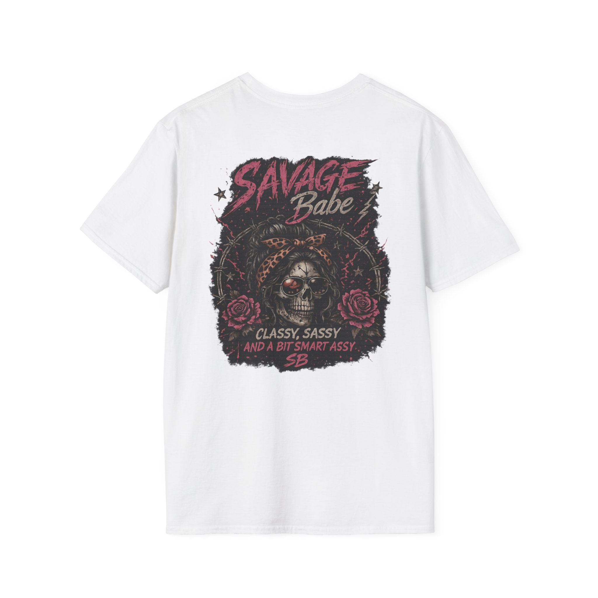 Savage Babe Skull Graphic T-Shirt | Edgy Streetwear Tee | Grunge Aesthetic Shirt | Bold Back Print | Classy Sassy Shirt