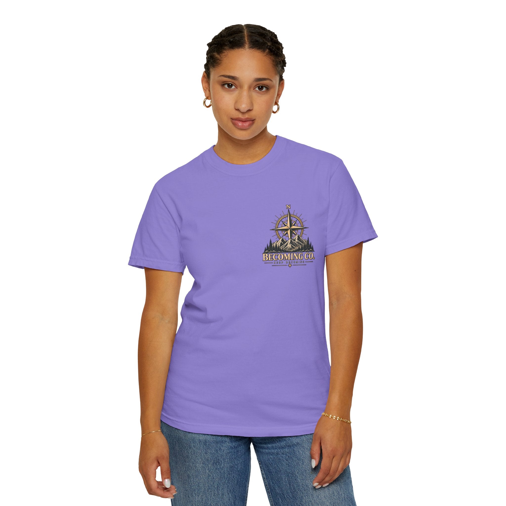 Keep Becoming Unisex Graphic Tee | Vintage Mountain Compass Shirt | Becoming Co.