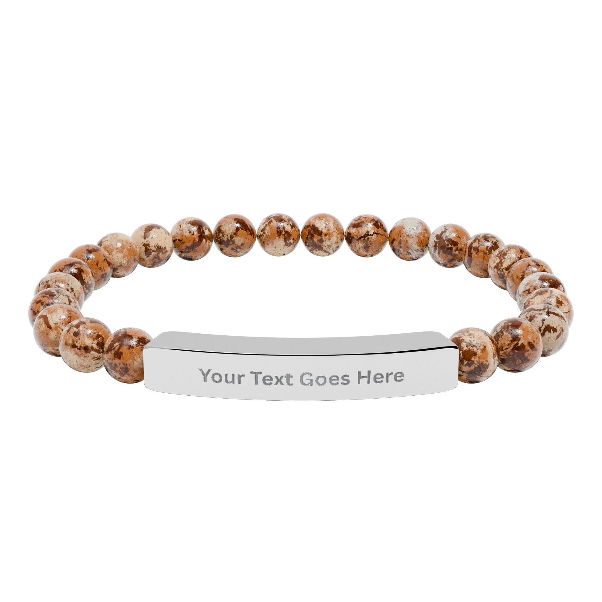 Personalized Beaded Bracelet – Engraved Name Bar Gift