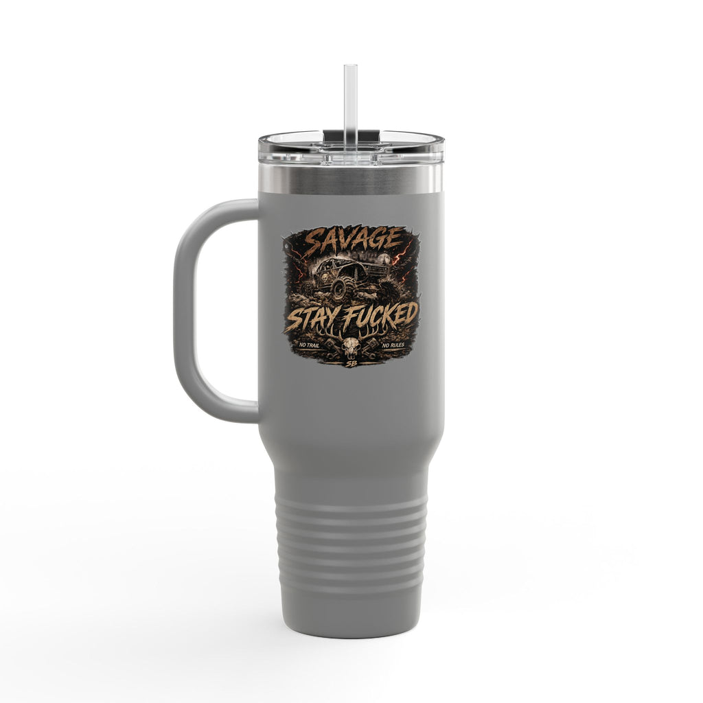 Savage Built 40oz Tumbler – Skull Logo Travel Mug | Insulated Stainless Steel Cup | Rugged Coffee Mug for Work, Outdoors & Daily Grind