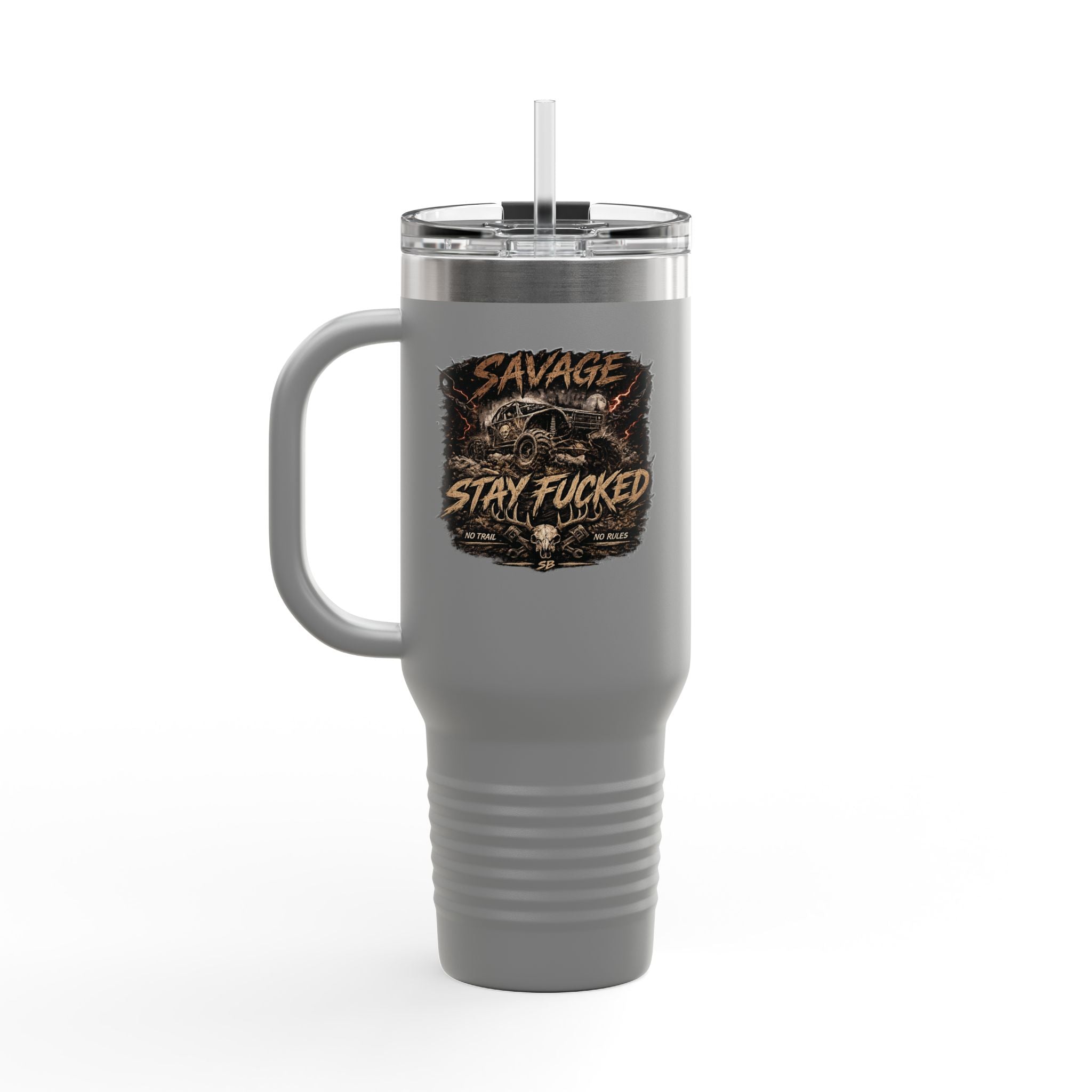 Savage Built 40oz Tumbler – Skull Logo Travel Mug | Insulated Stainless Steel Cup | Rugged Coffee Mug for Work, Outdoors & Daily Grind