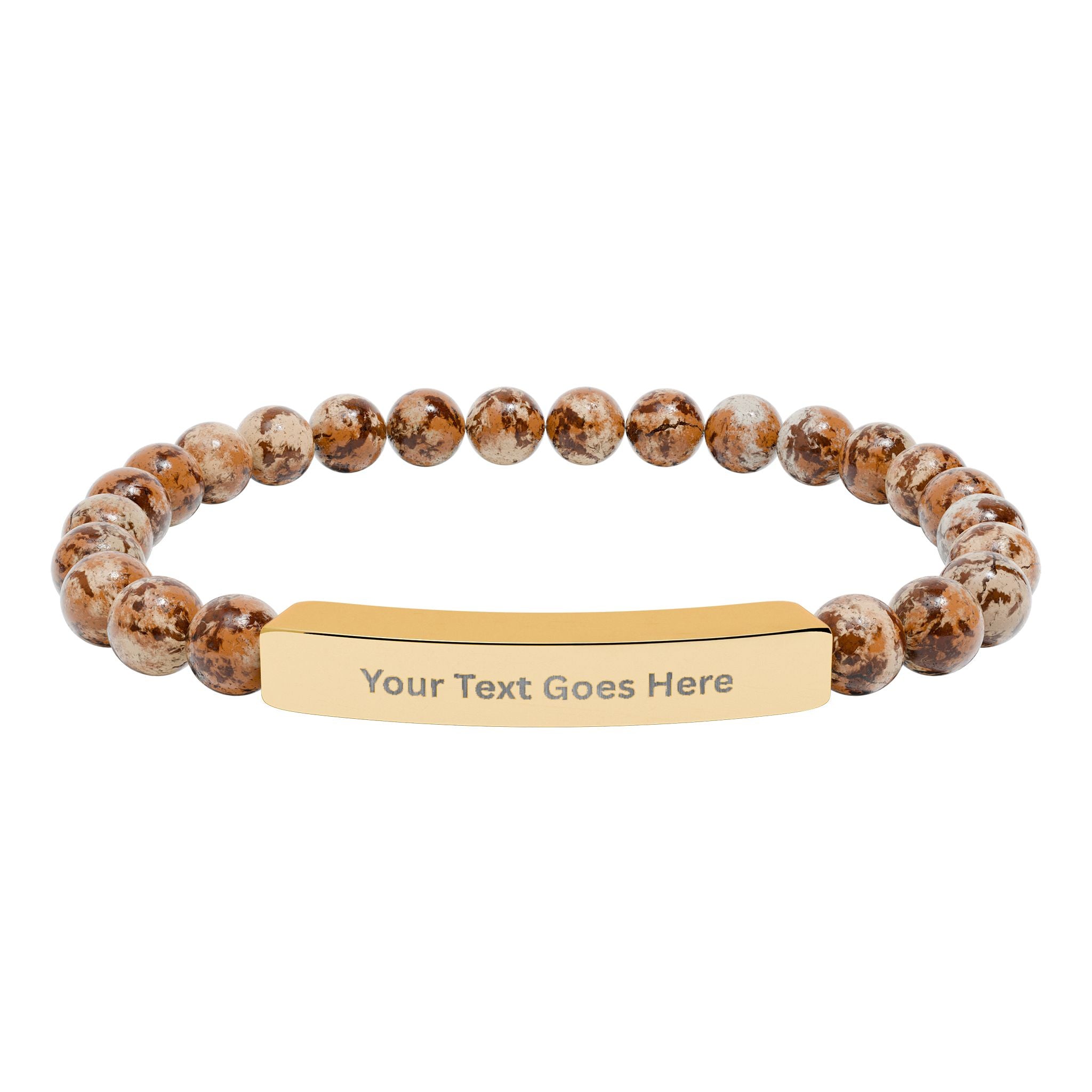 Personalized Beaded Bracelet – Engraved Name Bar Gift