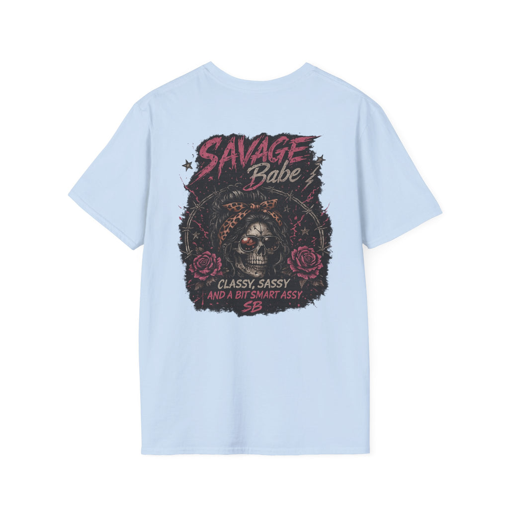 Savage Babe Skull Graphic T-Shirt | Edgy Streetwear Tee | Grunge Aesthetic Shirt | Bold Back Print | Classy Sassy Shirt