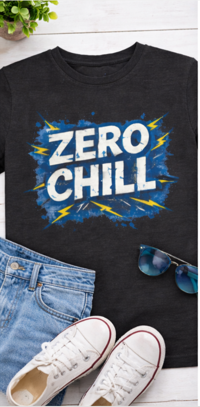 Zero Chill Kids Shirt | Funny Kids Graphic Tee | Savage Kids Clothing | Bold Lightning Tee for Boys & Girls