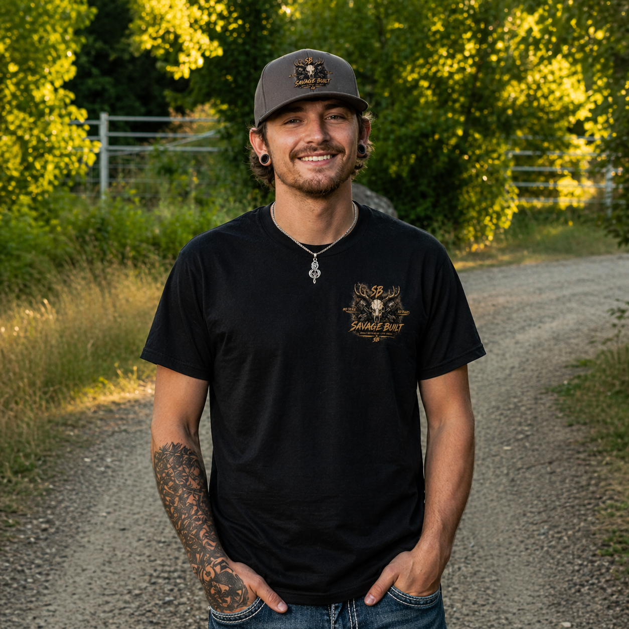 Savage Built Hat | Deer Skull Antler Snapback | Country Trucker Cap | Hunting Hat | Outdoor Streetwear Cap