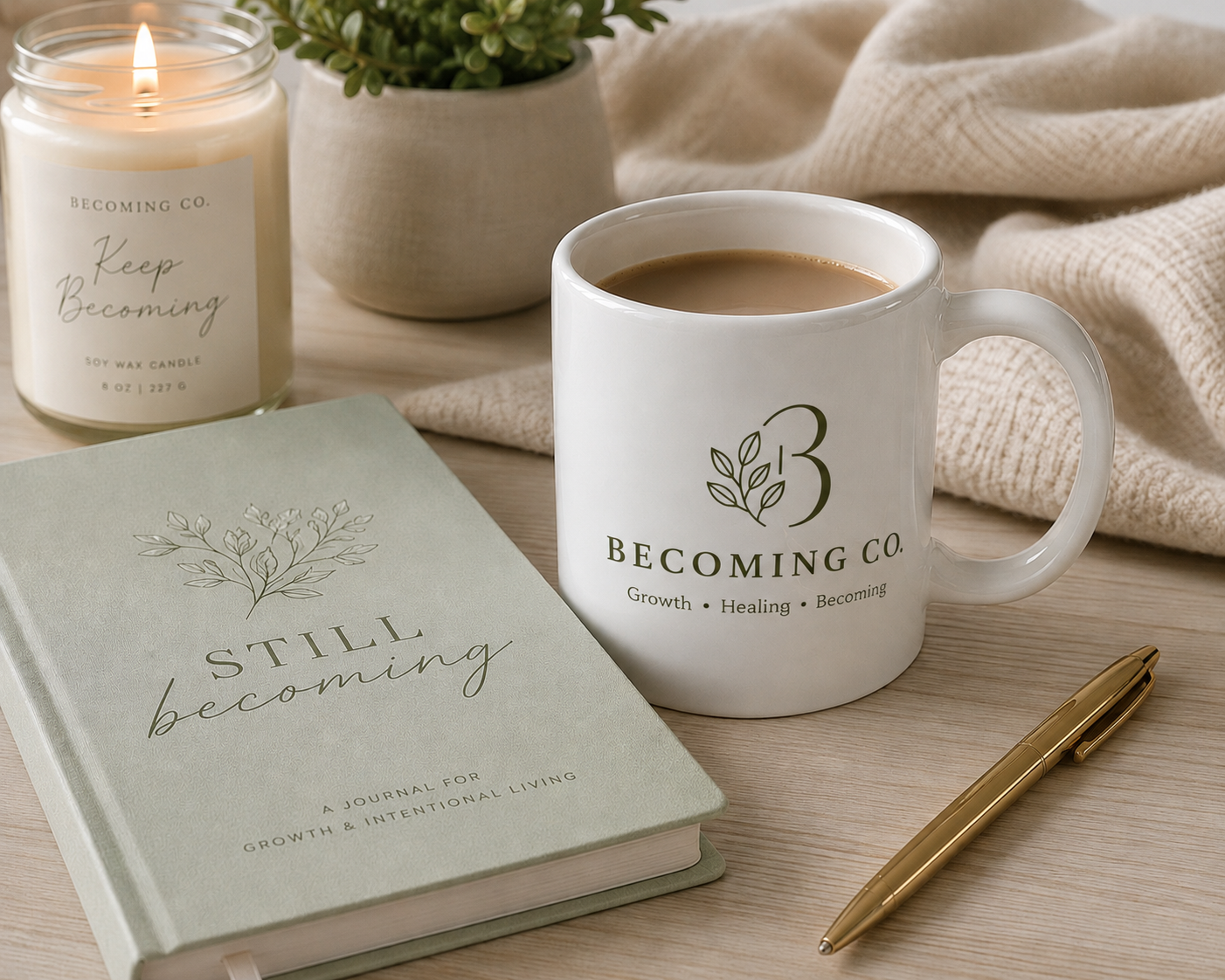 Becoming Co. Growth Looks Good On You Ceramic Coffee Mug | Inspirational Coffee Cup | 11oz & 15oz