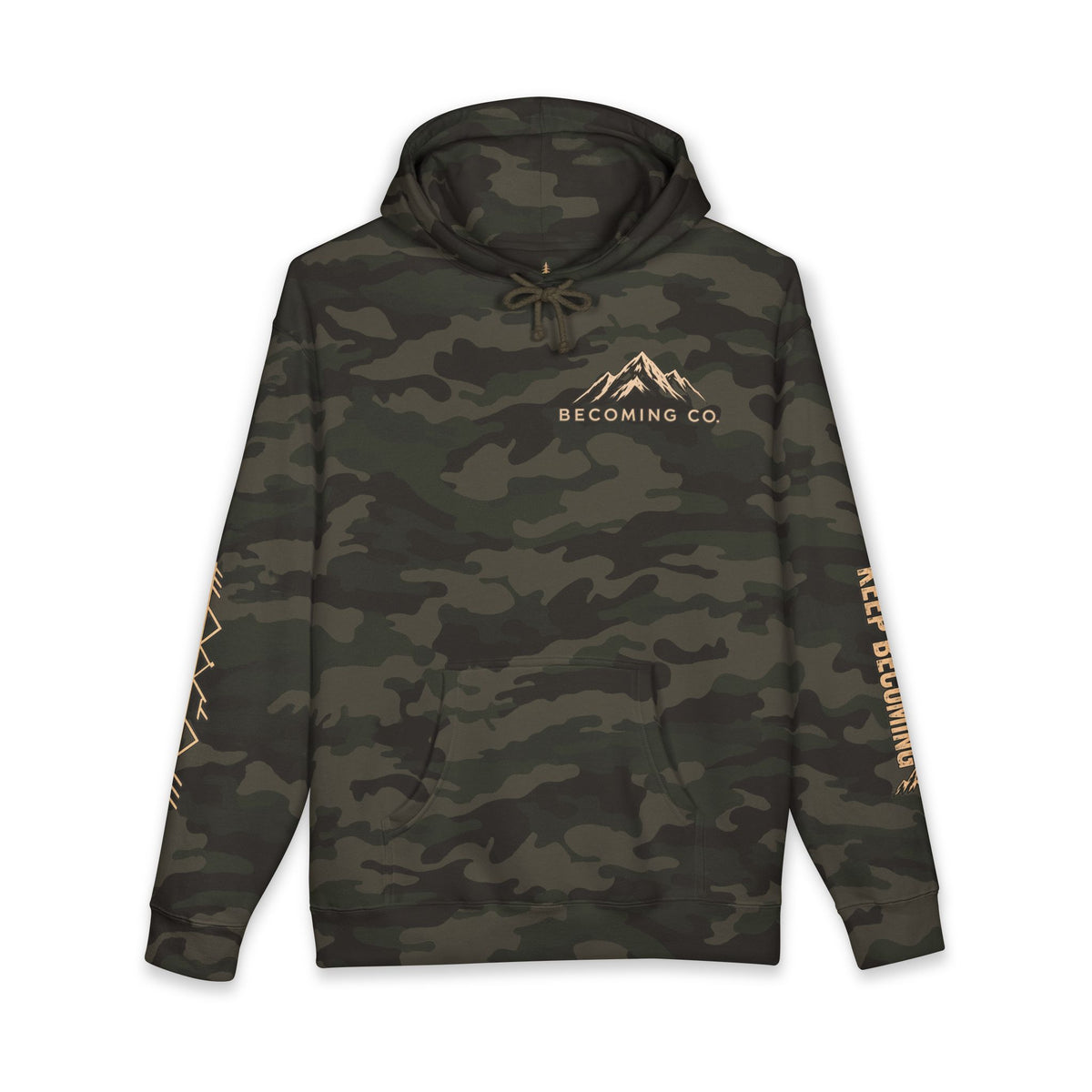 Becoming Co. Keep Becoming Mountain Compass Hoodie | Rugged Outdoor Unisex Hoodie