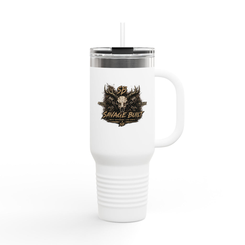 Savage Built 40oz Tumbler – Skull Logo Travel Mug | Insulated Stainless Steel Cup | Rugged Coffee Mug for Work, Outdoors & Daily Grind