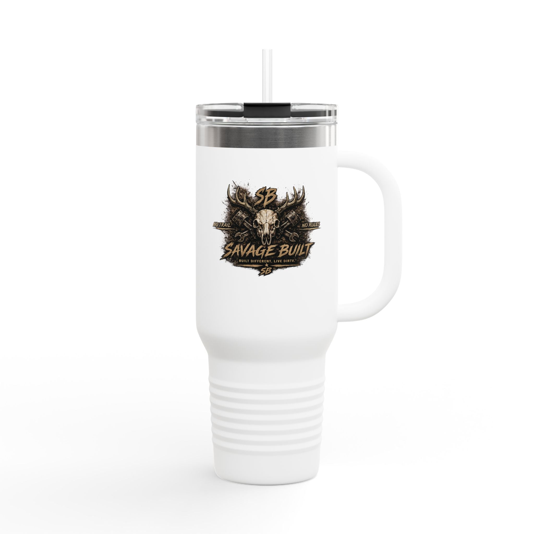 Savage Built 40oz Tumbler – Skull Logo Travel Mug | Insulated Stainless Steel Cup | Rugged Coffee Mug for Work, Outdoors & Daily Grind