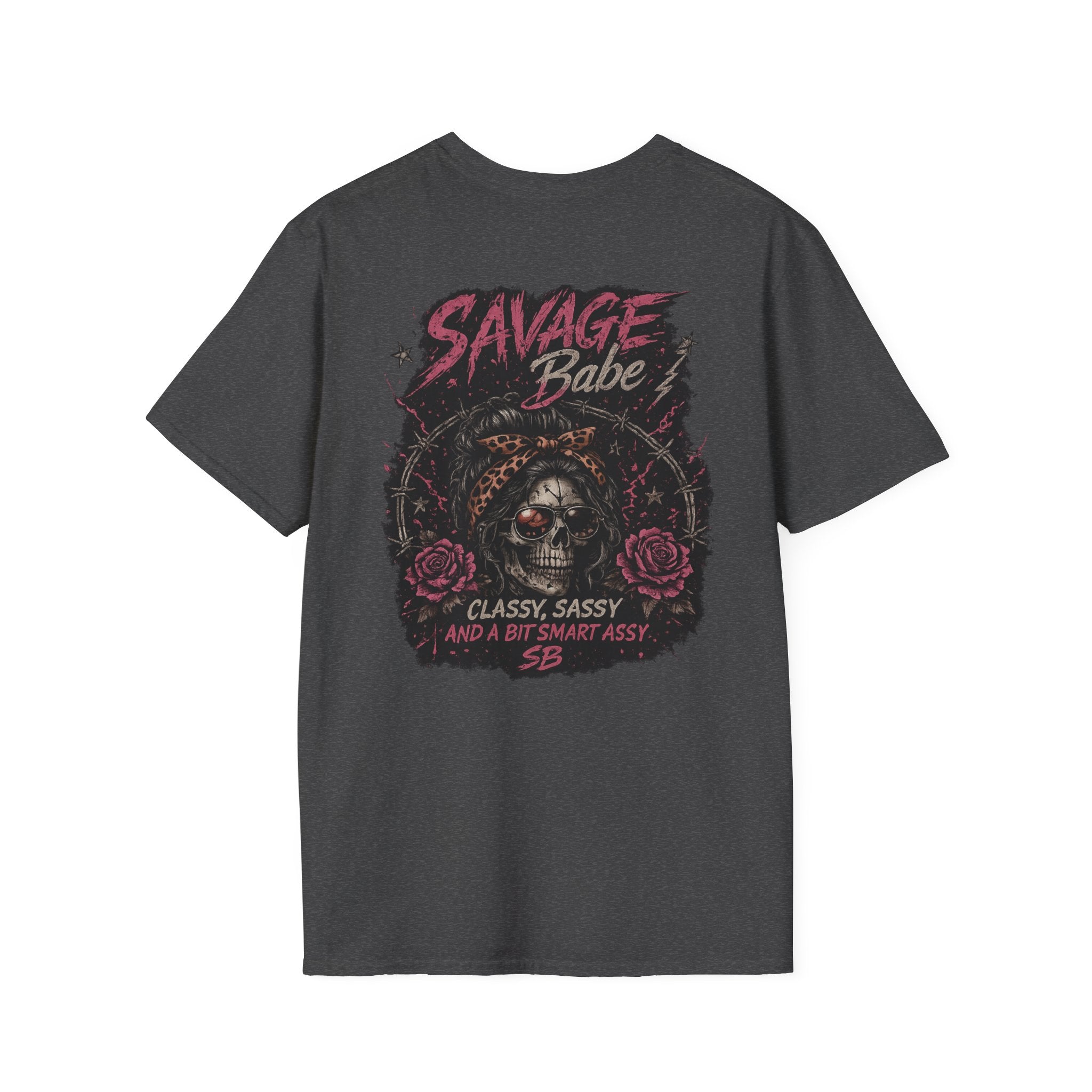 Savage Babe Skull Graphic T-Shirt | Edgy Streetwear Tee | Grunge Aesthetic Shirt | Bold Back Print | Classy Sassy Shirt