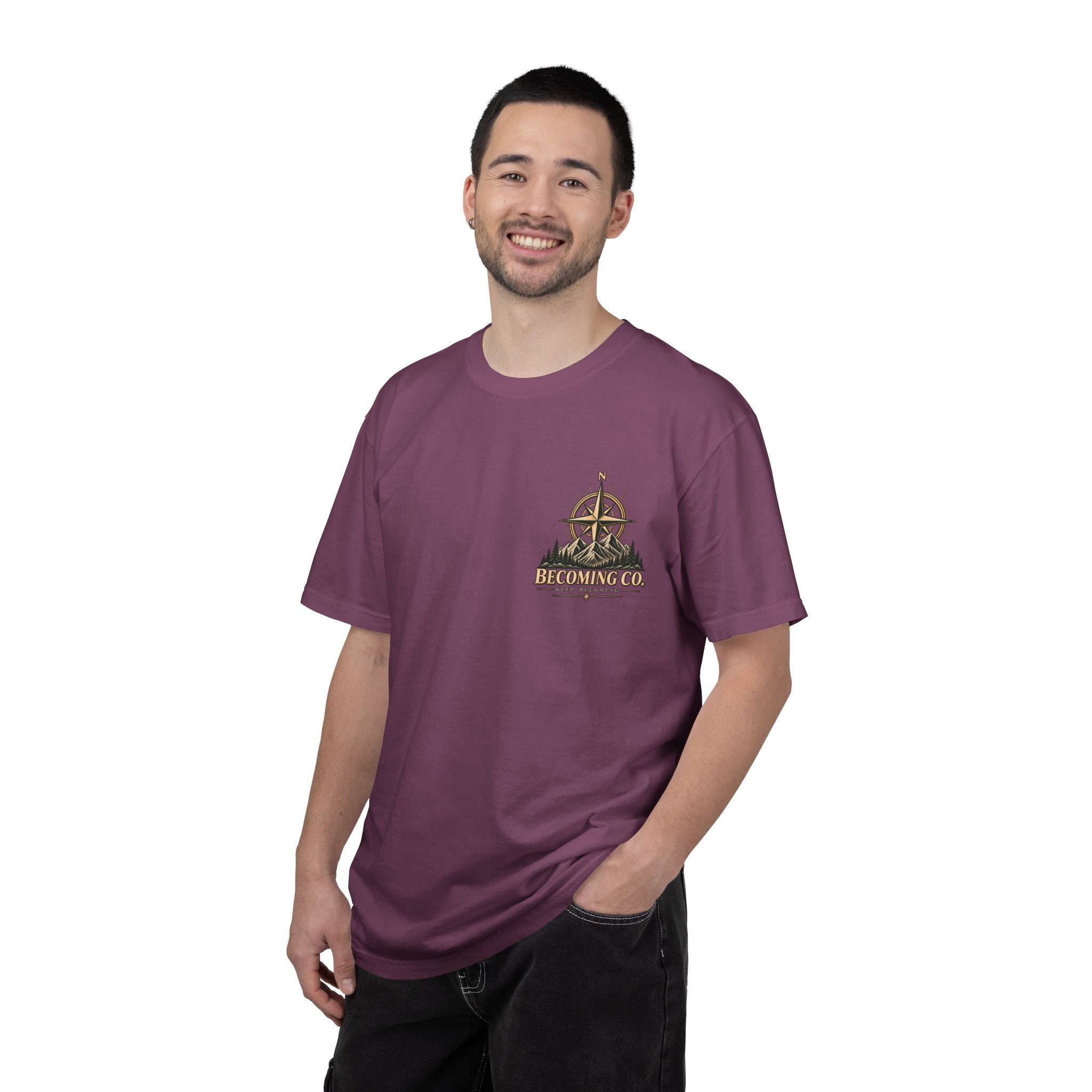 Keep Becoming Unisex Graphic Tee | Vintage Mountain Compass Shirt | Becoming Co.