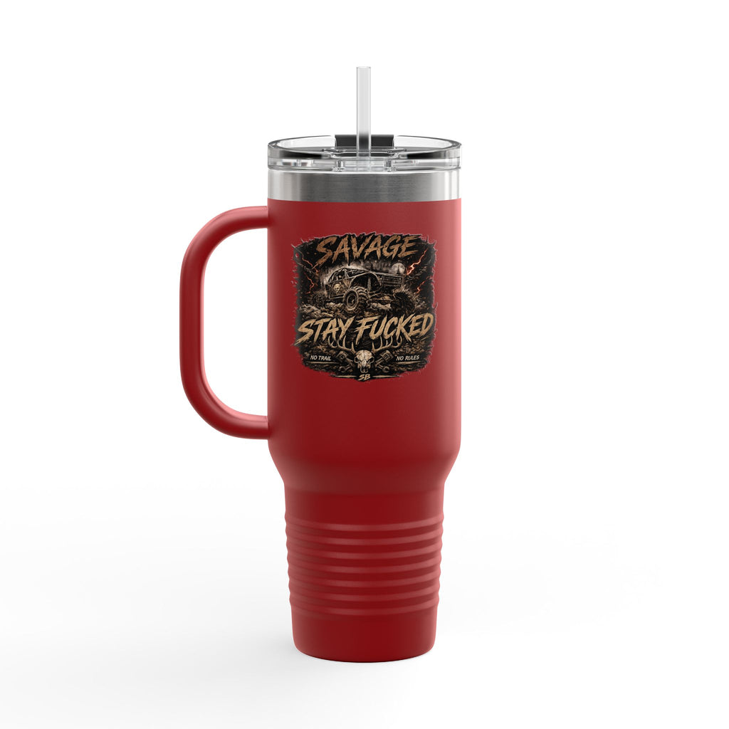 Savage Built 40oz Tumbler – Skull Logo Travel Mug | Insulated Stainless Steel Cup | Rugged Coffee Mug for Work, Outdoors & Daily Grind