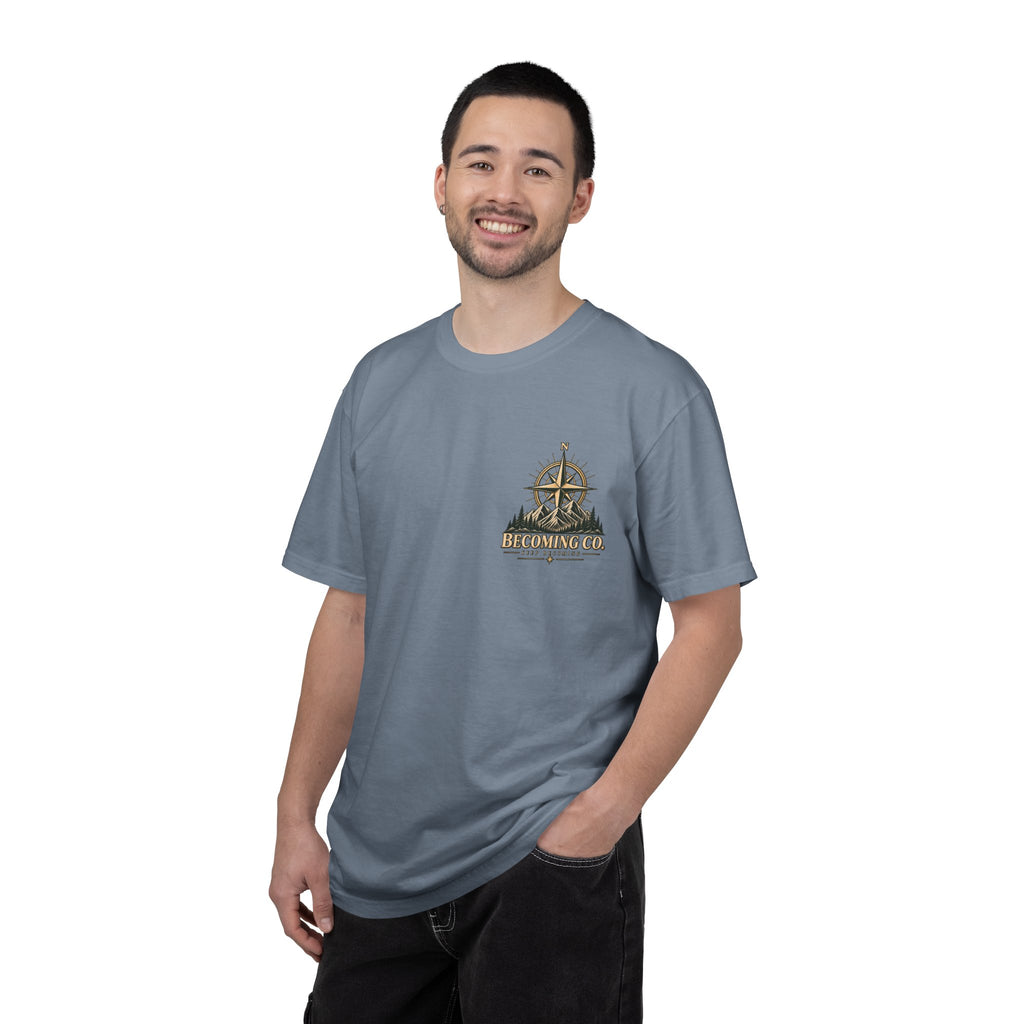 Keep Becoming Unisex Graphic Tee | Vintage Mountain Compass Shirt | Becoming Co.