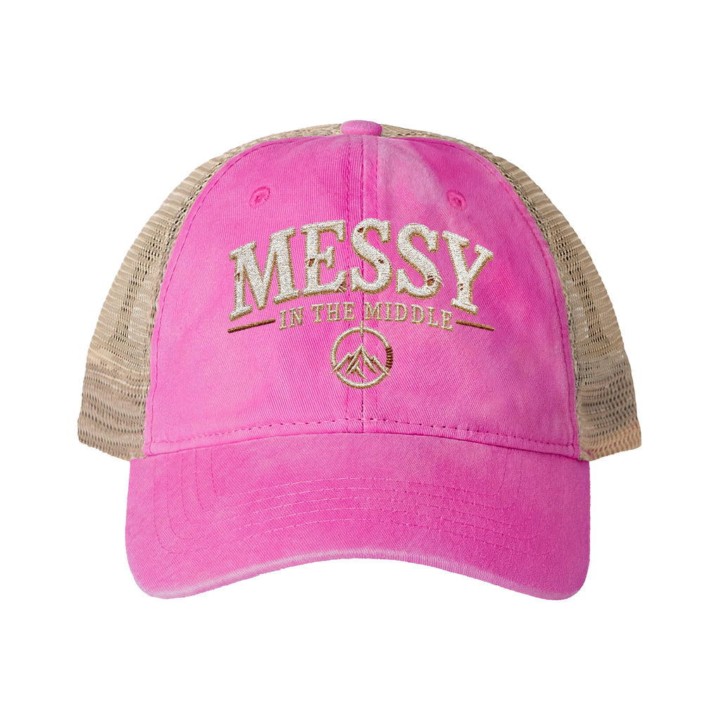 Messy in the Middle Washed Trucker Hat | Becoming Co.