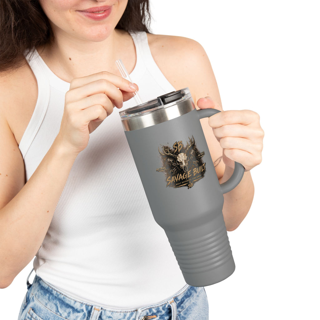 Savage Built 40oz Tumbler – Skull Logo Travel Mug | Insulated Stainless Steel Cup | Rugged Coffee Mug for Work, Outdoors & Daily Grind