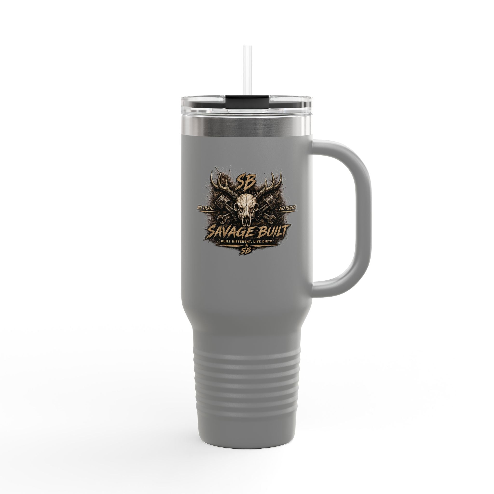 Savage Built 40oz Tumbler – Skull Logo Travel Mug | Insulated Stainless Steel Cup | Rugged Coffee Mug for Work, Outdoors & Daily Grind