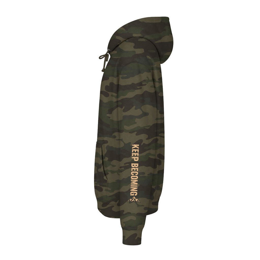 Becoming Co. Keep Becoming Mountain Compass Hoodie | Rugged Outdoor Unisex Hoodie