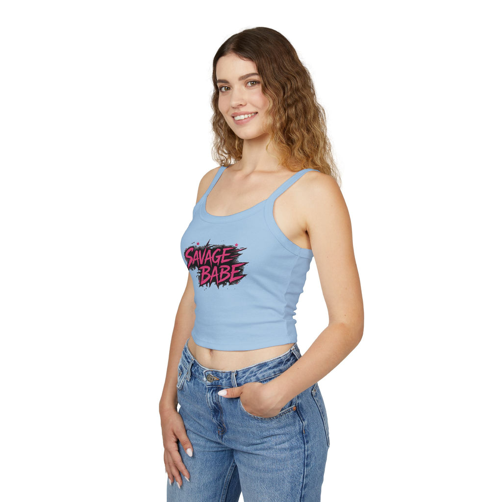 Savage Babe Tank Top | Edgy Graphic Shirt | Black Aesthetic Crop Tank | Streetwear Outfit | Bold Statement Top