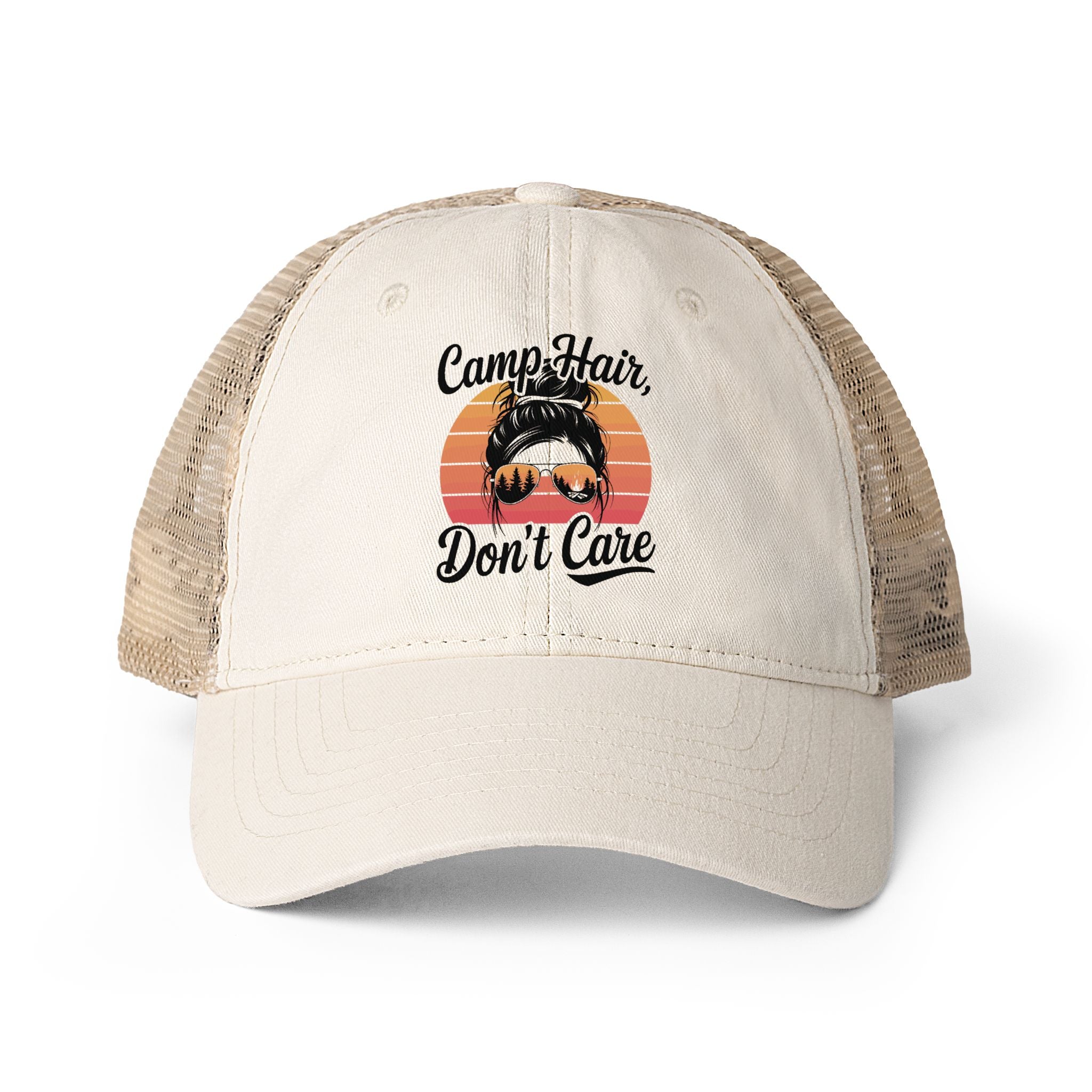 Vintage Washed Ponytail Hat – Women’s Mesh Back Cap | Leopard Print Brim | Casual Summer Baseball Hat
