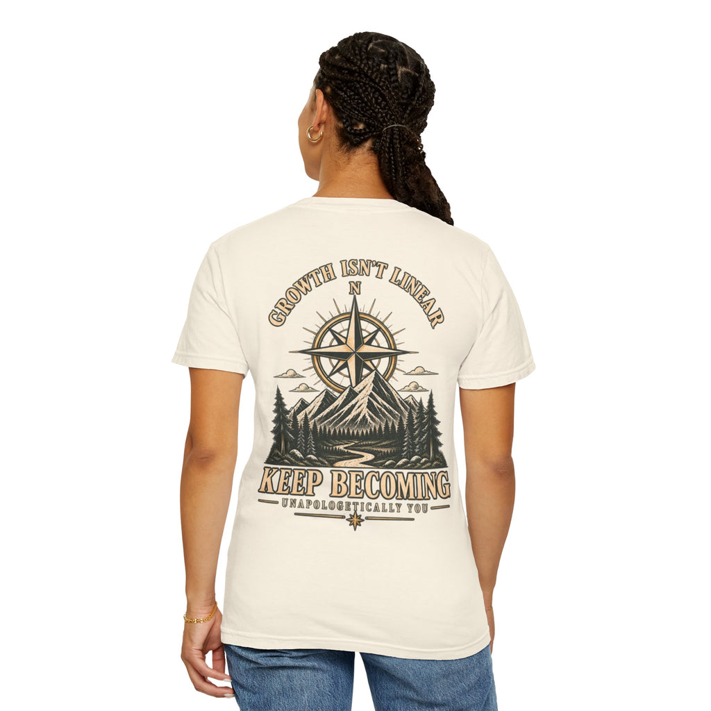 Keep Becoming Unisex Graphic Tee | Vintage Mountain Compass Shirt | Becoming Co.