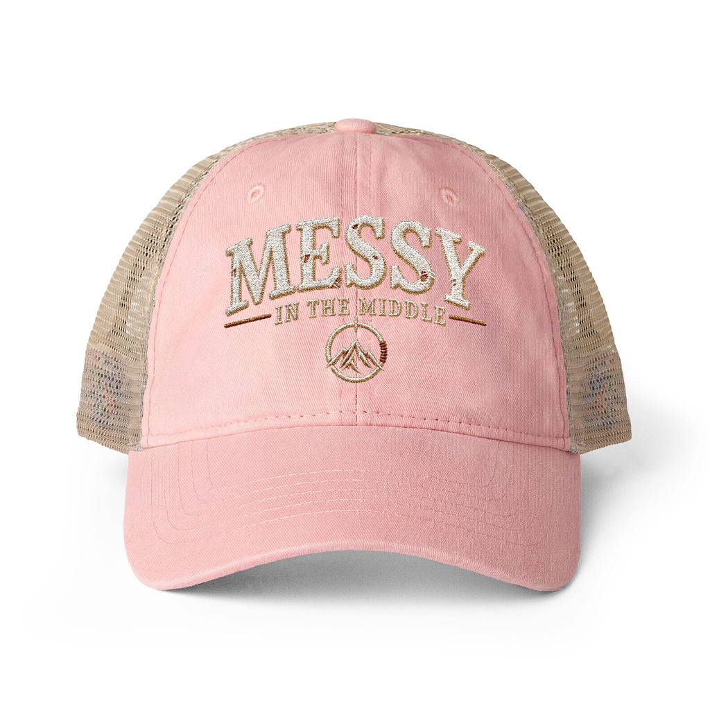 Messy in the Middle Washed Trucker Hat | Becoming Co.