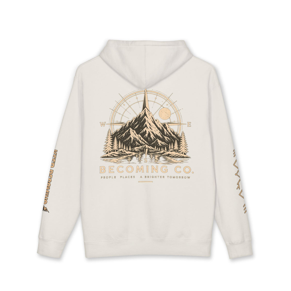 Becoming Co. Keep Becoming Mountain Compass Hoodie | Rugged Outdoor Unisex Hoodie