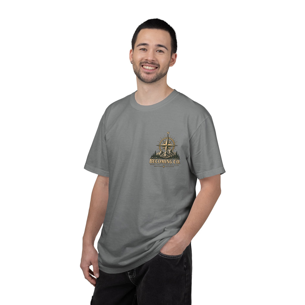 Keep Becoming Unisex Graphic Tee | Vintage Mountain Compass Shirt | Becoming Co.