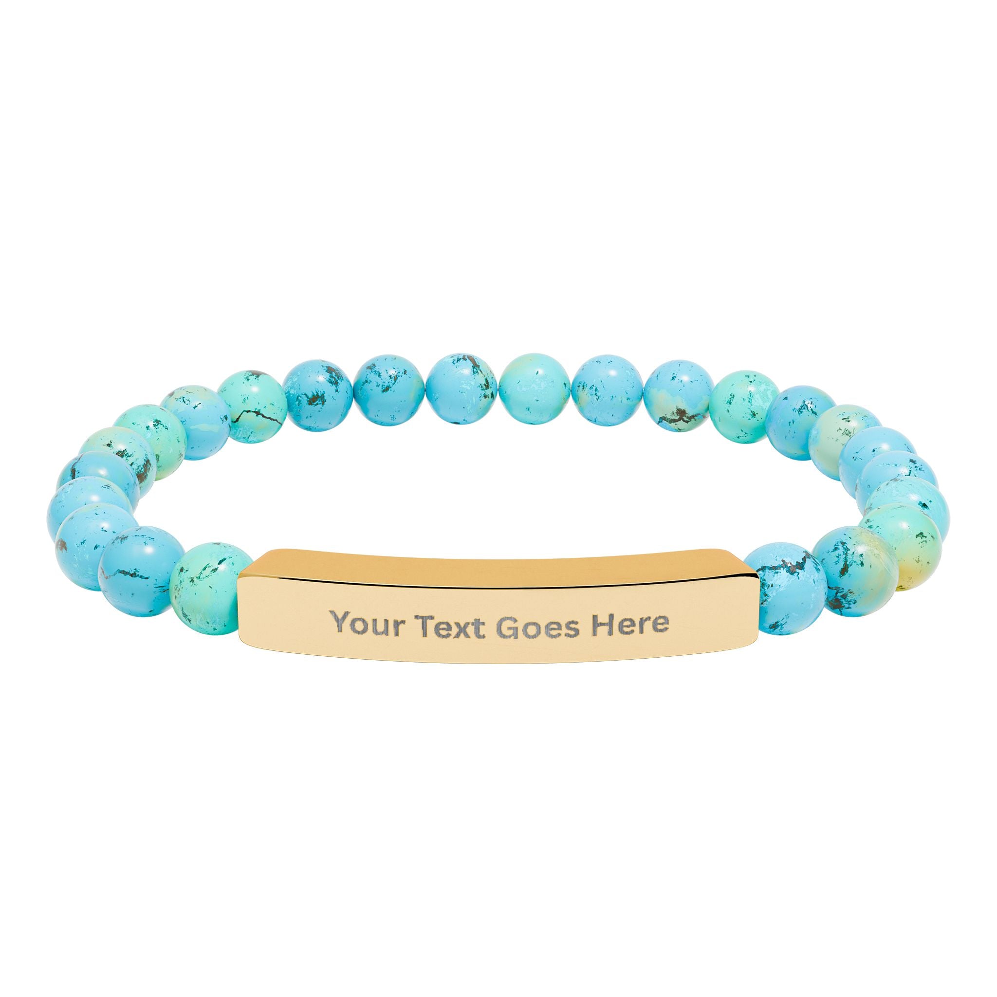 Personalized Beaded Bracelet – Engraved Name Bar Gift
