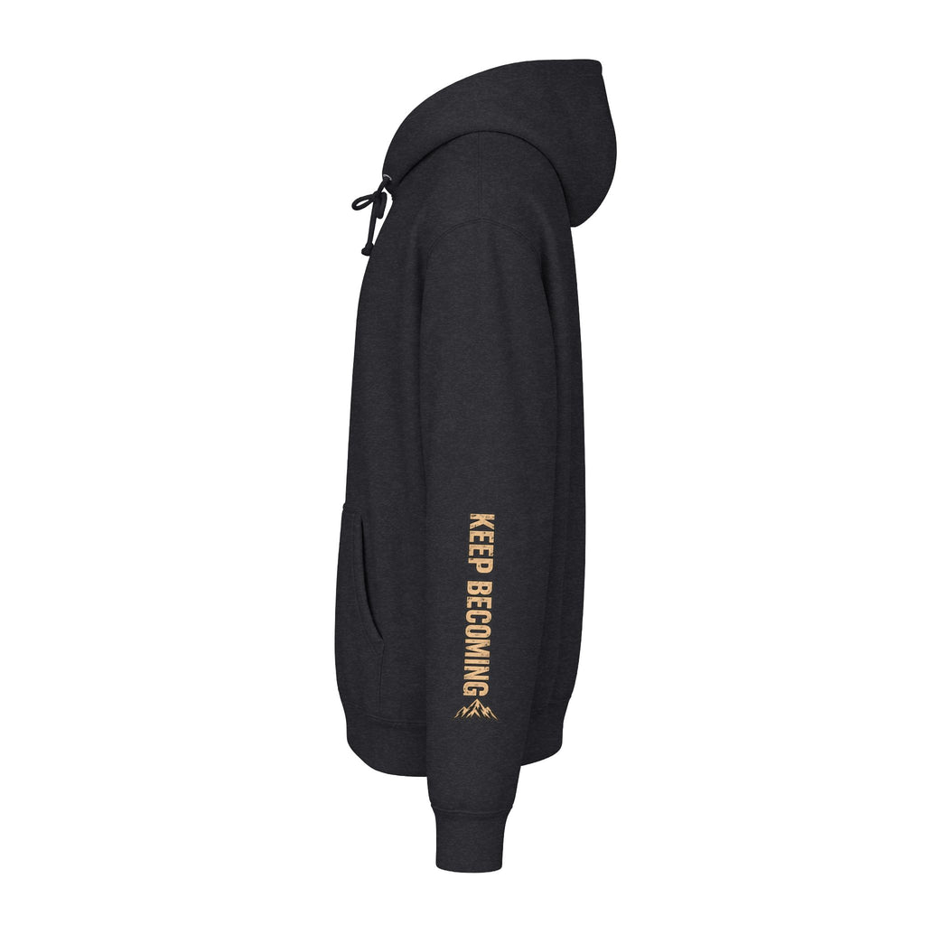 Becoming Co. Keep Becoming Mountain Compass Hoodie | Rugged Outdoor Unisex Hoodie