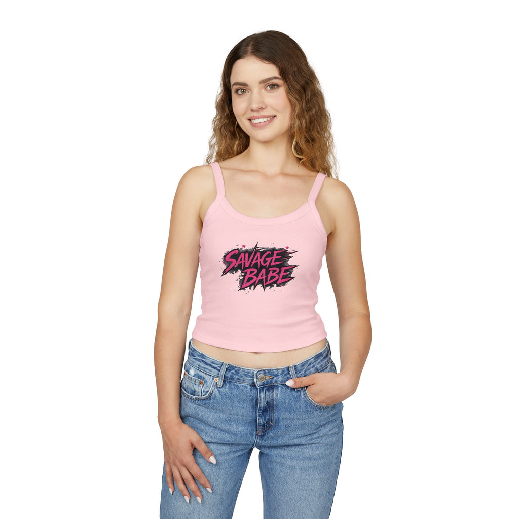 Savage Babe Tank Top | Edgy Graphic Shirt | Black Aesthetic Crop Tank | Streetwear Outfit | Bold Statement Top
