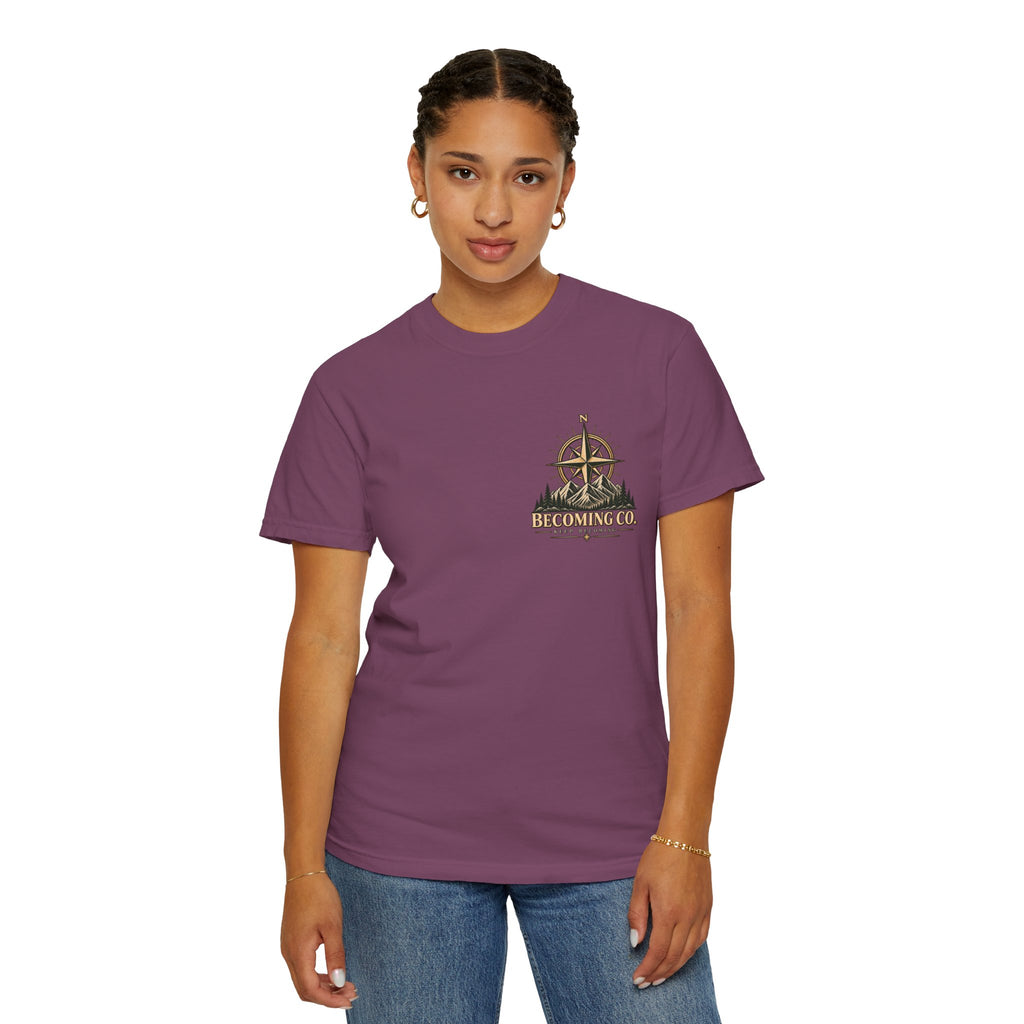 Keep Becoming Unisex Graphic Tee | Vintage Mountain Compass Shirt | Becoming Co.