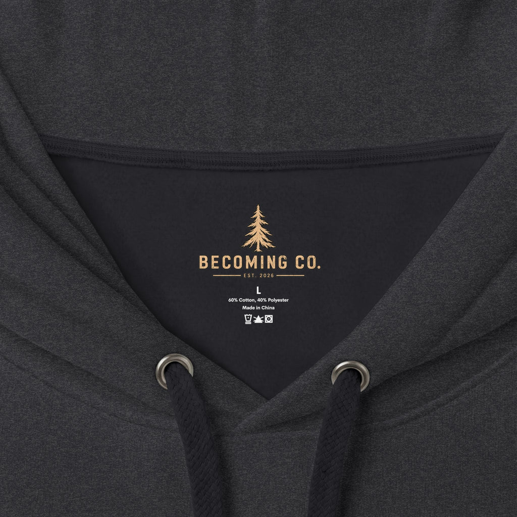 Becoming Co. Keep Becoming Mountain Compass Hoodie | Rugged Outdoor Unisex Hoodie