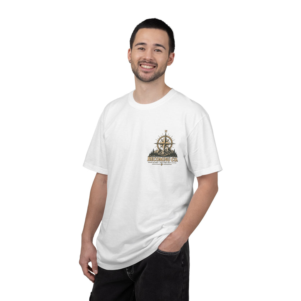 Keep Becoming Unisex Graphic Tee | Vintage Mountain Compass Shirt | Becoming Co.