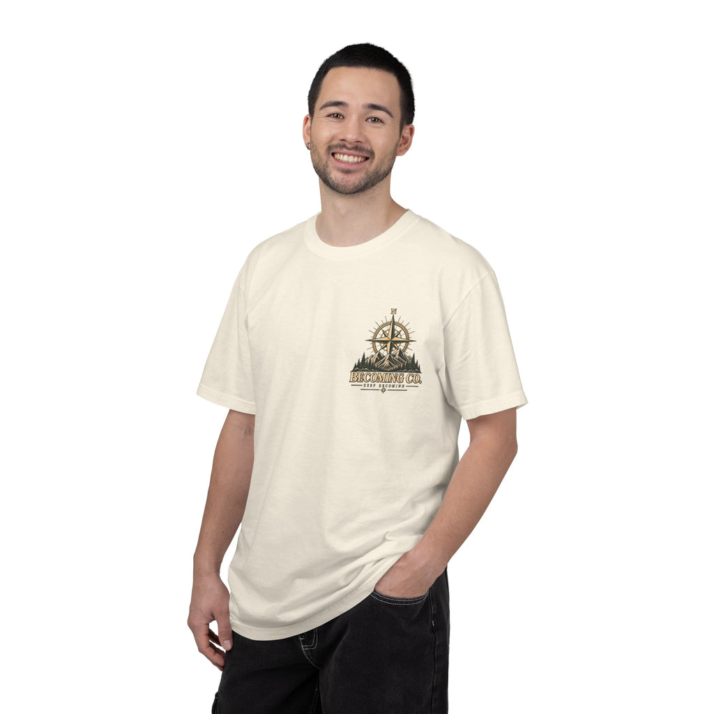 Keep Becoming Unisex Graphic Tee | Vintage Mountain Compass Shirt | Becoming Co.