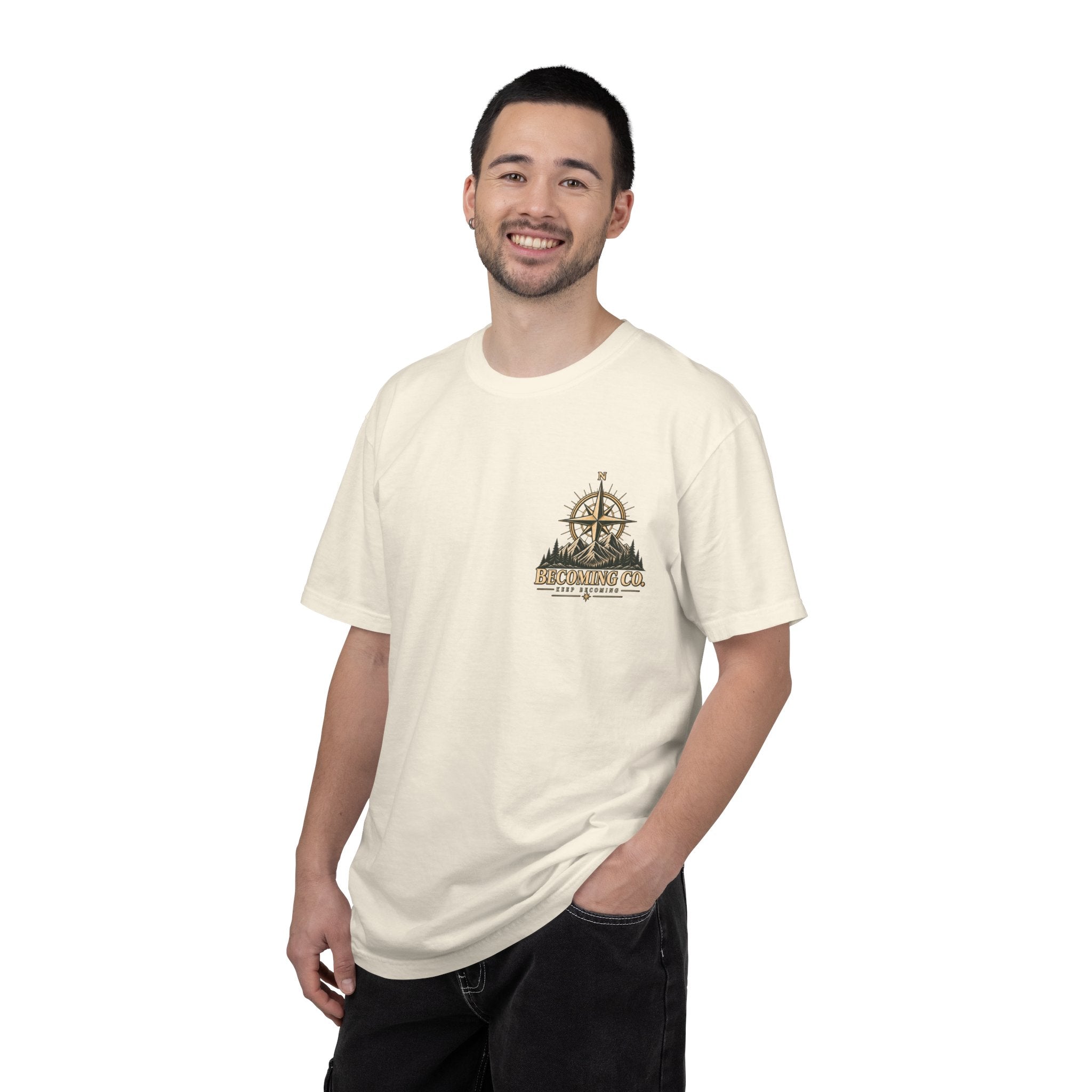 Keep Becoming Unisex Graphic Tee | Vintage Mountain Compass Shirt | Becoming Co.