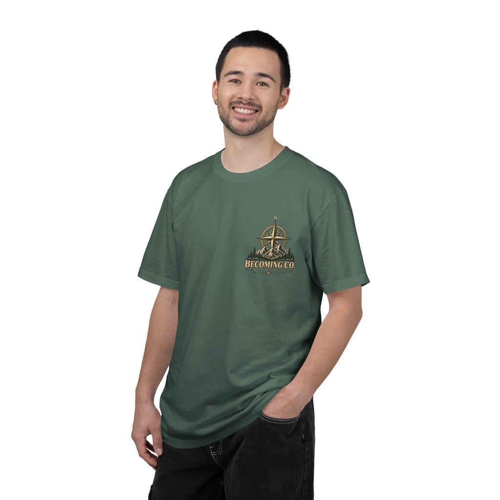 Keep Becoming Unisex Graphic Tee | Vintage Mountain Compass Shirt | Becoming Co.