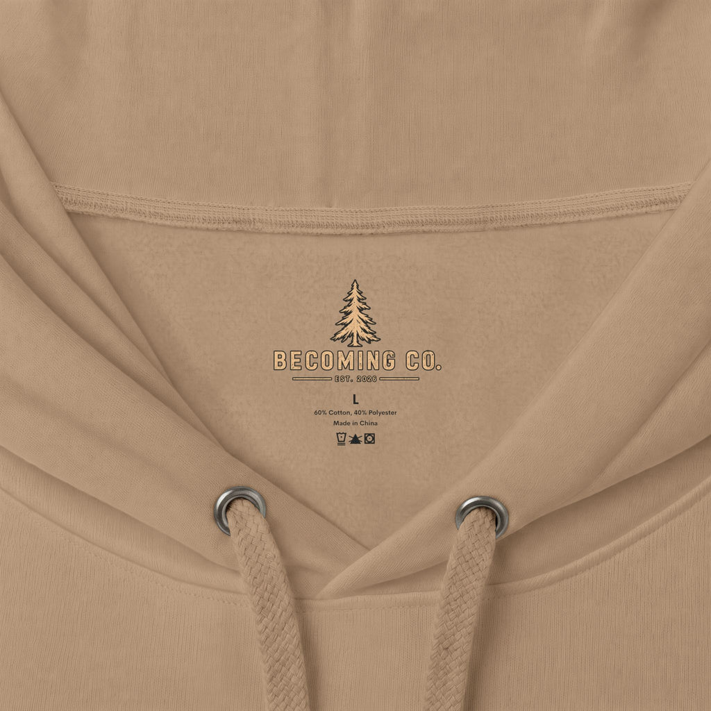 Becoming Co. Keep Becoming Mountain Compass Hoodie | Rugged Outdoor Unisex Hoodie