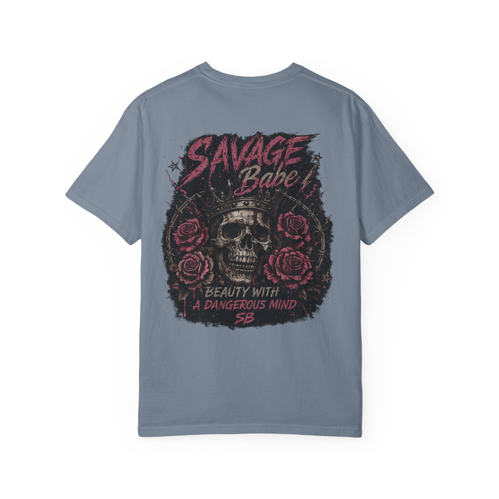 Savage Babe Skull T-Shirt | Edgy Graphic Tee | Grunge Aesthetic Shirt | Streetwear Women’s Tee | Bold Back Print Shirt