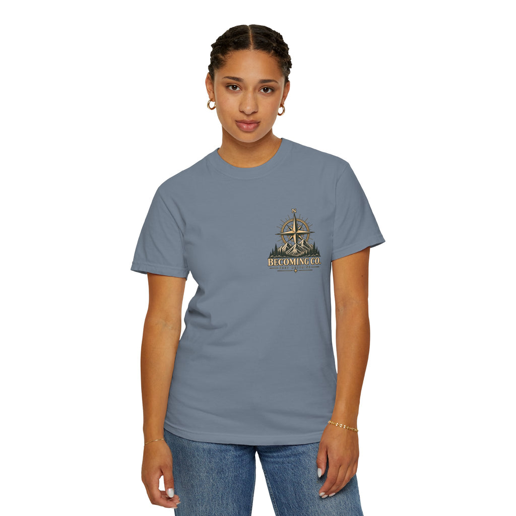 Keep Becoming Unisex Graphic Tee | Vintage Mountain Compass Shirt | Becoming Co.