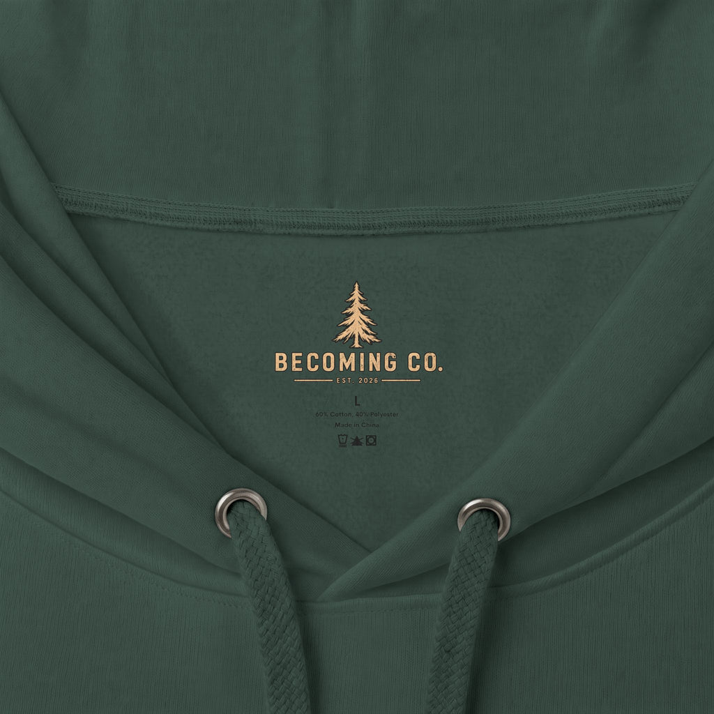 Becoming Co. Keep Becoming Mountain Compass Hoodie | Rugged Outdoor Unisex Hoodie