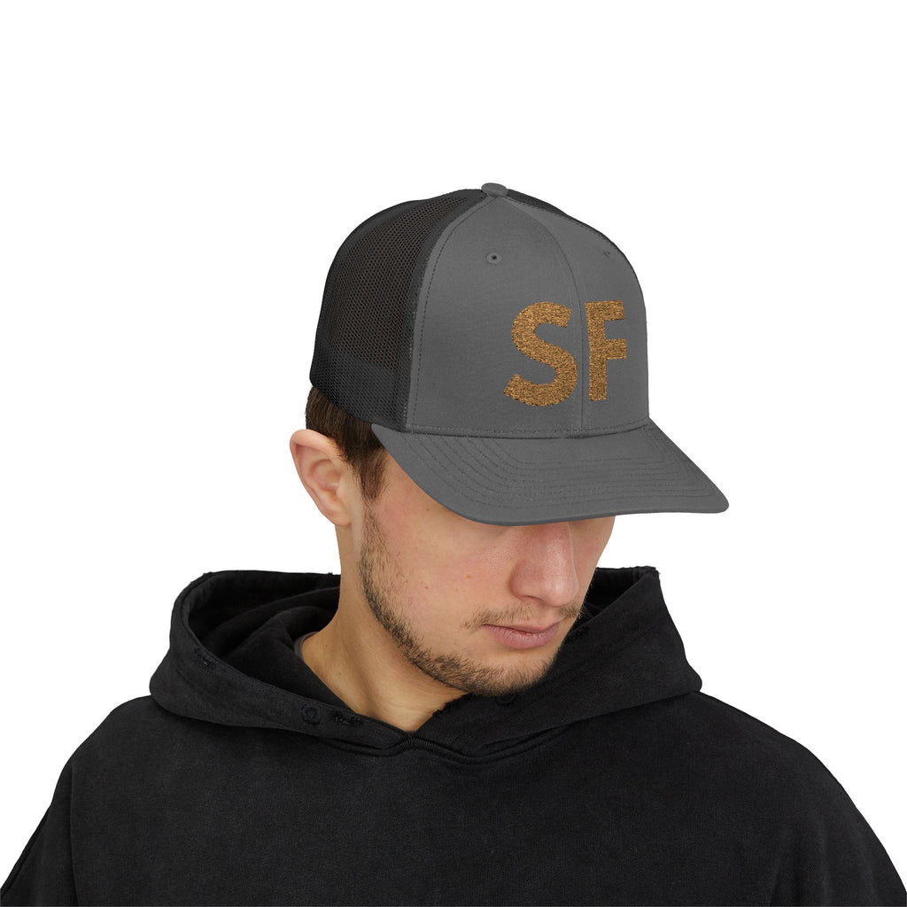 Gold Glitter 'SF' Snapback Trucker — Stay Focused Collection