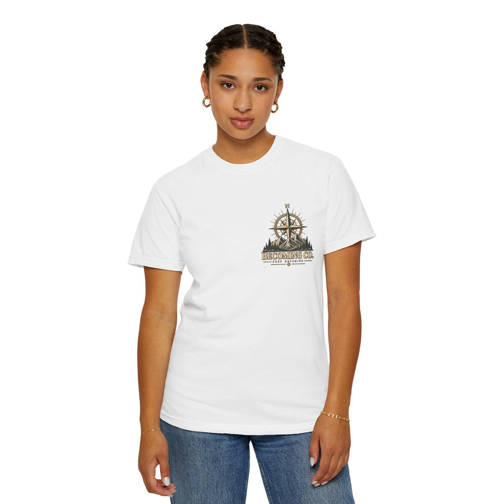 Keep Becoming Unisex Graphic Tee | Vintage Mountain Compass Shirt | Becoming Co.