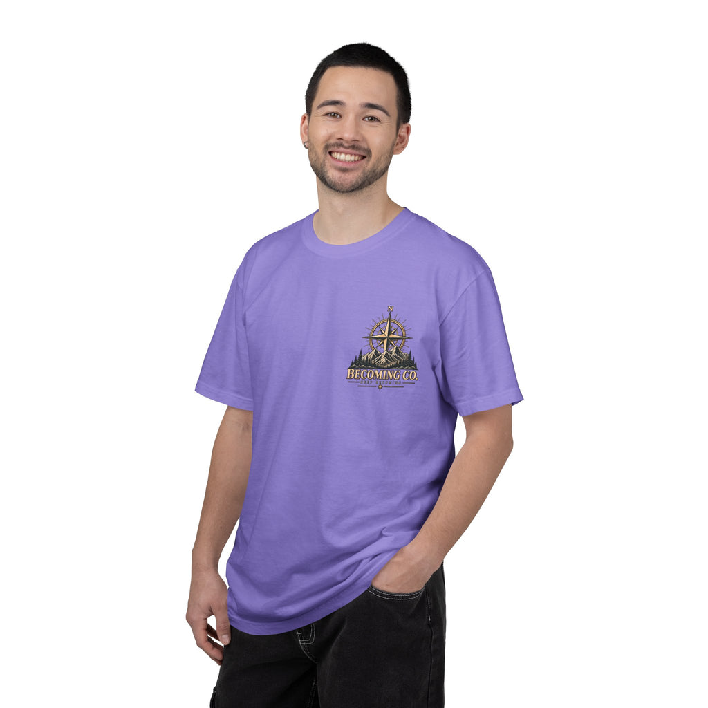Keep Becoming Unisex Graphic Tee | Vintage Mountain Compass Shirt | Becoming Co.