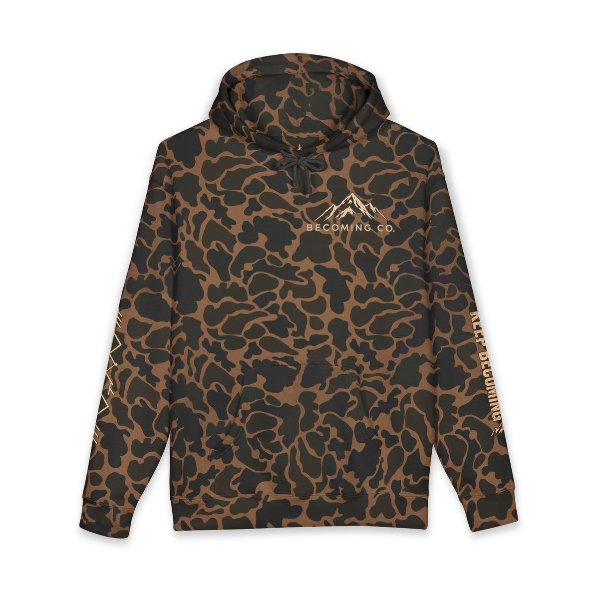 Becoming Co. Keep Becoming Mountain Compass Hoodie | Rugged Outdoor Unisex Hoodie
